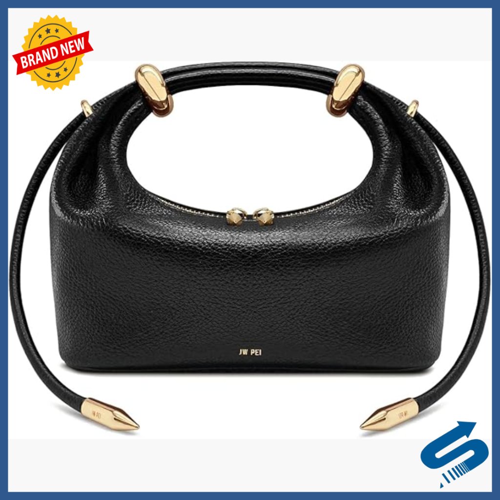 Vegan Leather Top Handle Crossbody Bag With Metal Ring Embellishment